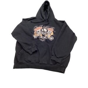 Boohoo MAN Official‎ Black Skull Motorcycle Graphic Hoodie Sweatshirt M